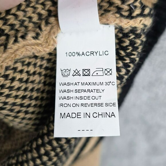 Nasty Gal Wild Flower Knit Cardigan Sweater XS S Black Camel Diamond Buttons New - Picture 8 of 11